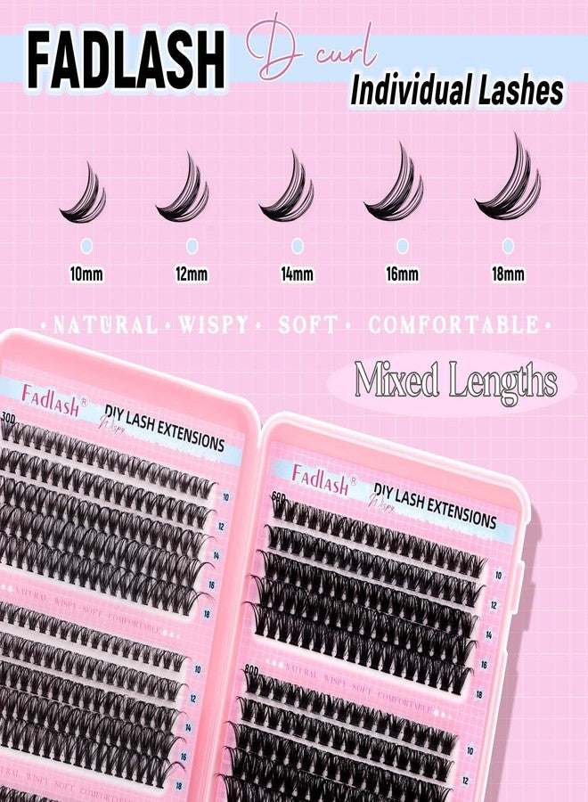 FADLASH Eyelash Clusters 30D+40D+50D+60D+80D+100D Individual Lashes Extensions D Curl Wispy Lash Clusters 10-18mm Natural Fluffy Cluster Eyelash DIY Eyelash Extensions for Beginners - Image 3